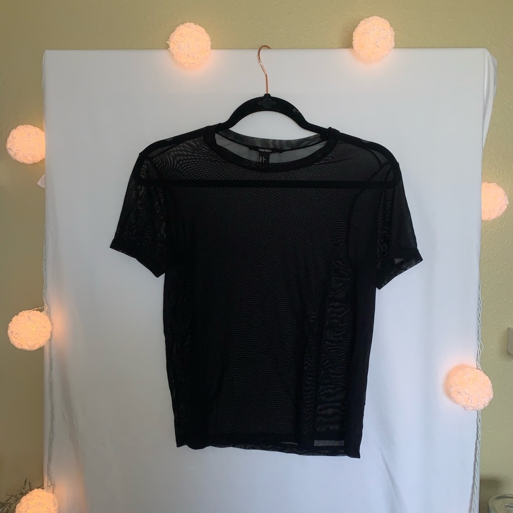 Black mesh top